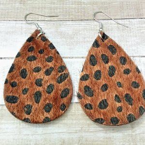 Animal Print Faux Leather Earrings